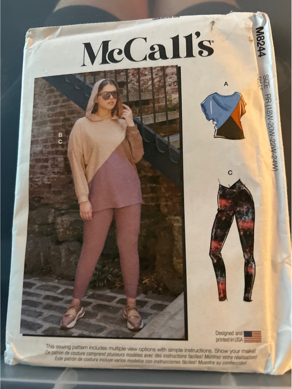 McCall's M8244 Women's Tops and Leggings Sewing Pattern Size RR (18W-24W)